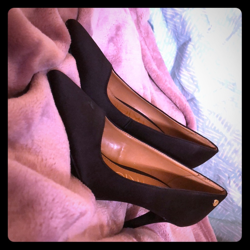 Calvin Klein pointed, matte black heels
